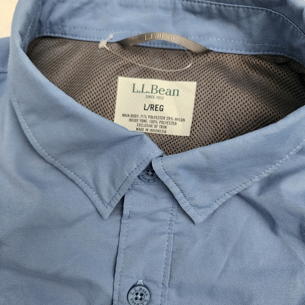 L.L. BEAN Men's‎ Long Sleeve Vented Tropicwear Outdoor Shirt Large Blue Neutral - Picture 4 of 14